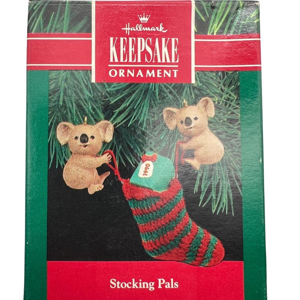 Hallmark Keepsake Stocking Pals KOALA BEARS Ornament From 1990 NEW In Box